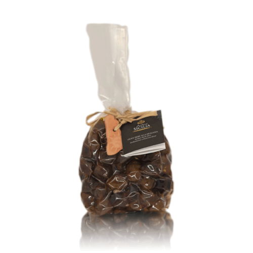 schwarze Oliven aus Sizilien