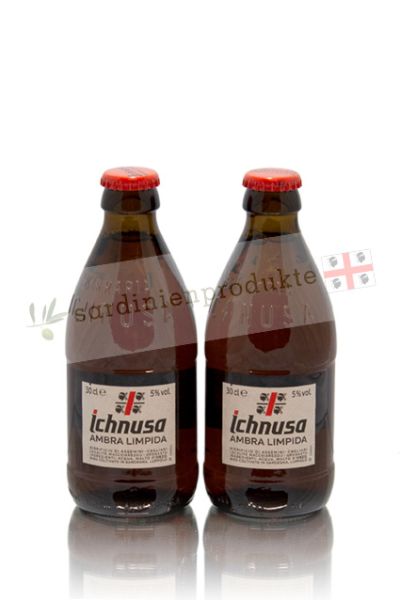 two bottles of ichnusa ambra beer