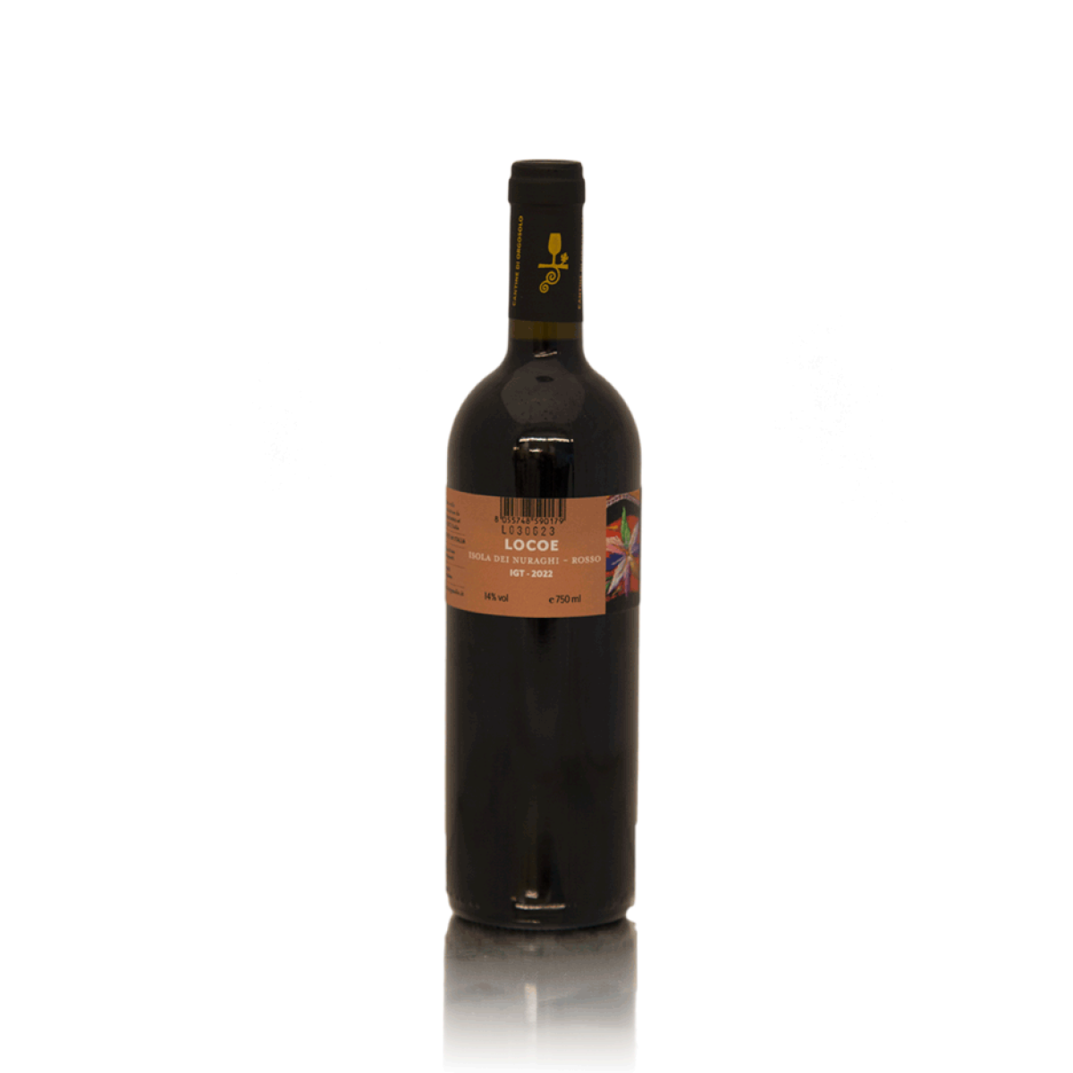 Flasche Rotwein Locoe, Sardinien