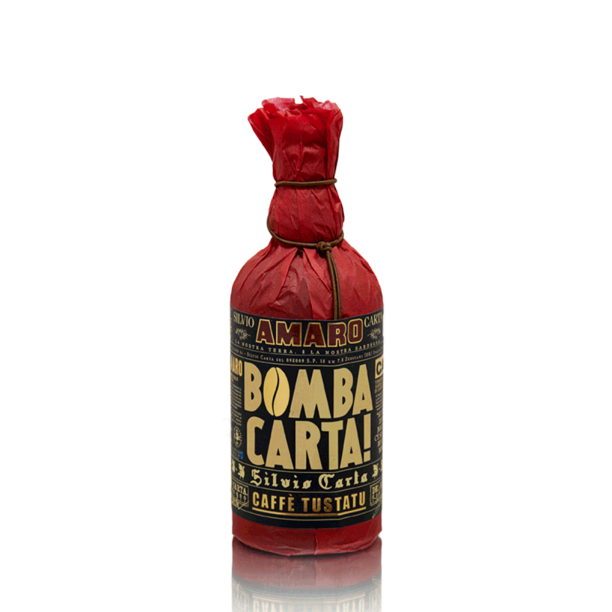 eine Flasche Amaro Bomba Carta