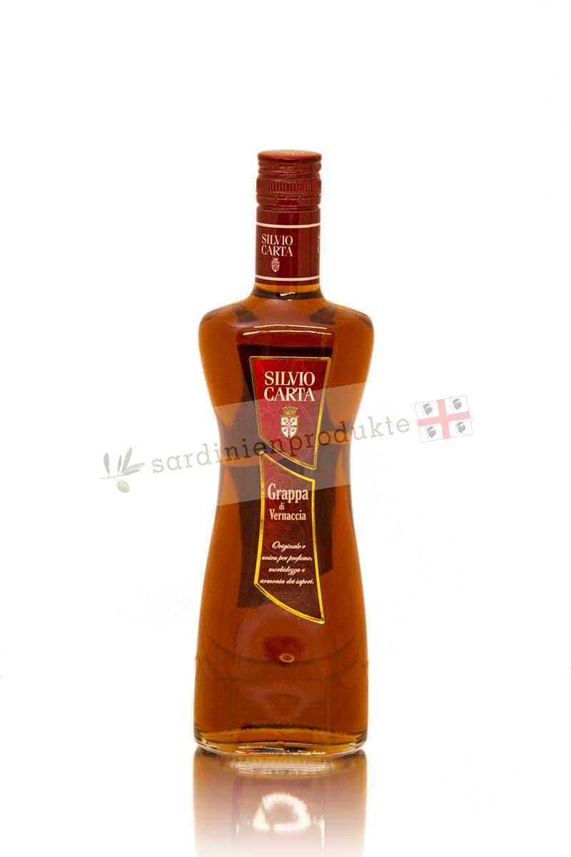Flasche 0,5lt, Grappa Vernacchia Invecchiata, Silvio Carta, Sardinien